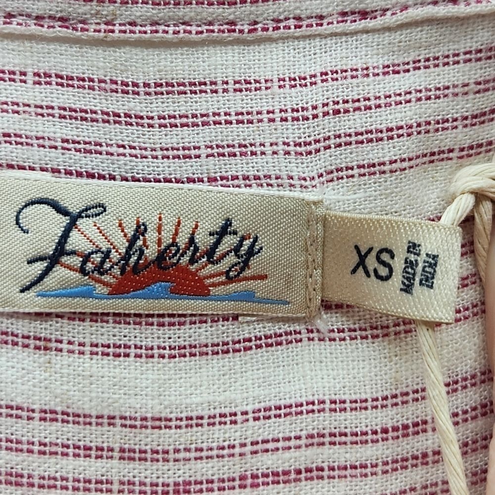 Faherty Isha Linen Dress Womens XS Henley Pink Bloom Sierra Stripe Sleeveless - Picture 4 of 11